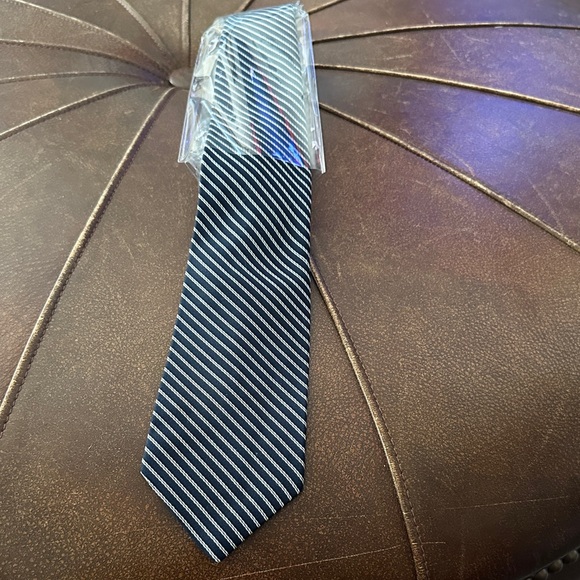 Elegant Navy and White Striped Tie - Picture 1 of 5